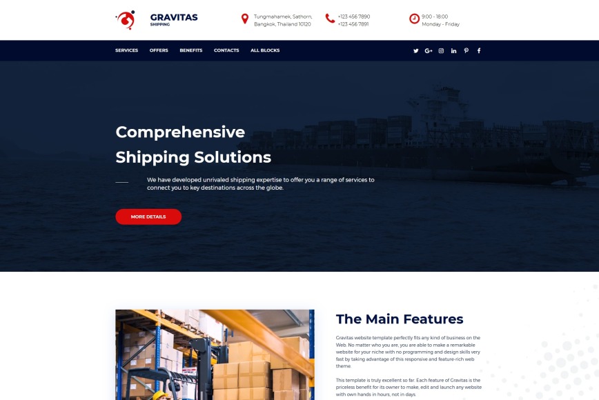 Shipping Website Template For One Page Site MotoCMS