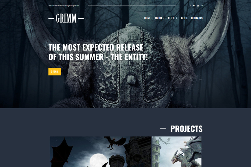 Game Website Template with original illustrations