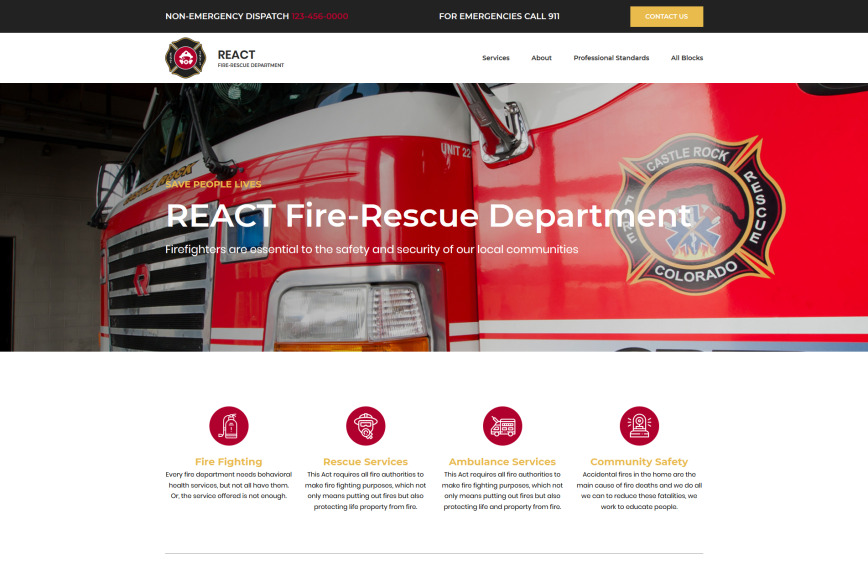 One Page Fire Department Web Template MotoCMS