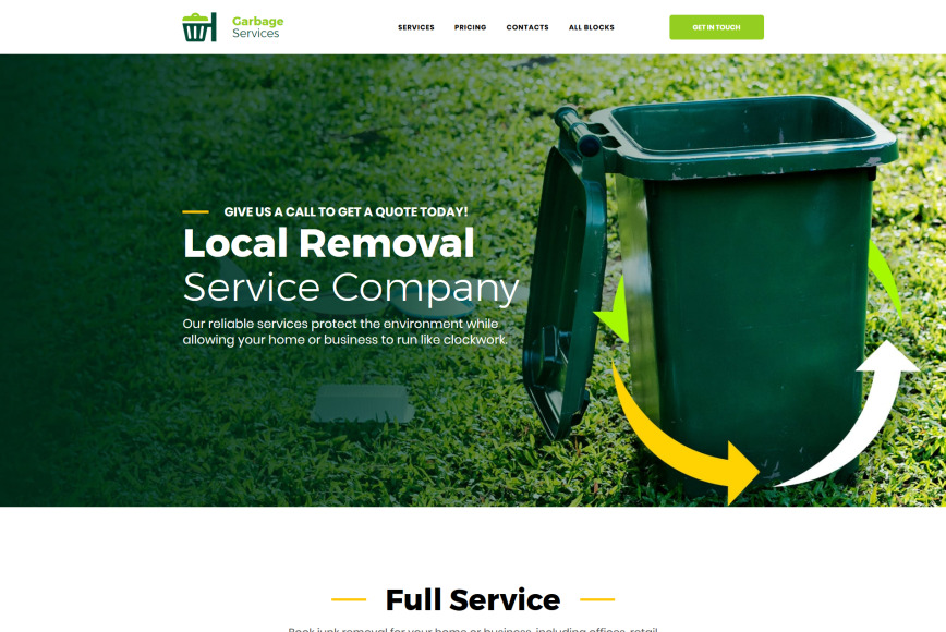 One Page Junk Removal Website Template MotoCMS