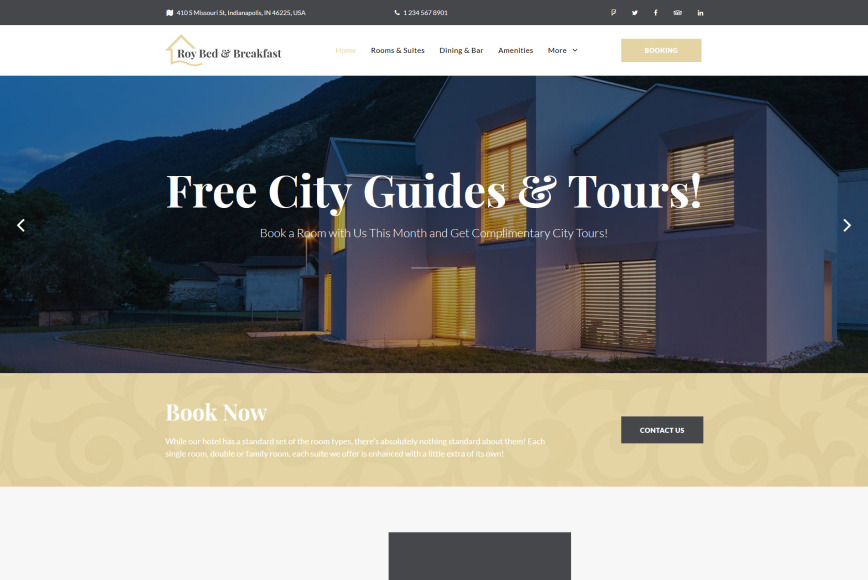 Guest House Website Template For Lodging Site MotoCMS