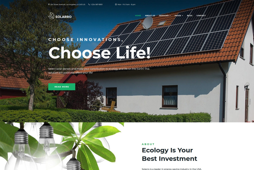 Solar Panel Website Design Template MotoCMS
