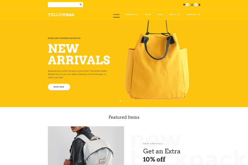 Fashion site Design for Backpacks Store MotoCMS