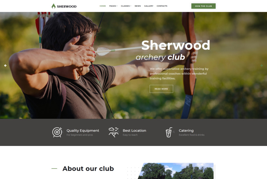 Archery Website Template for Sport Club MotoCMS