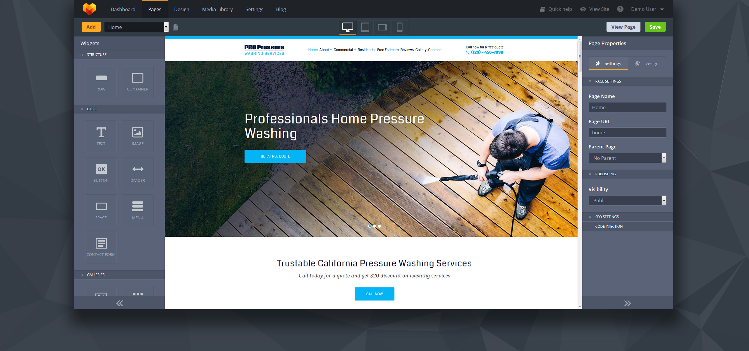 Pressure Washing Website Template MotoCMS